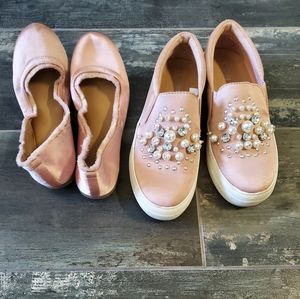Faux Pearly sneakers plus pink ballet flats bundle! 6/7 💝